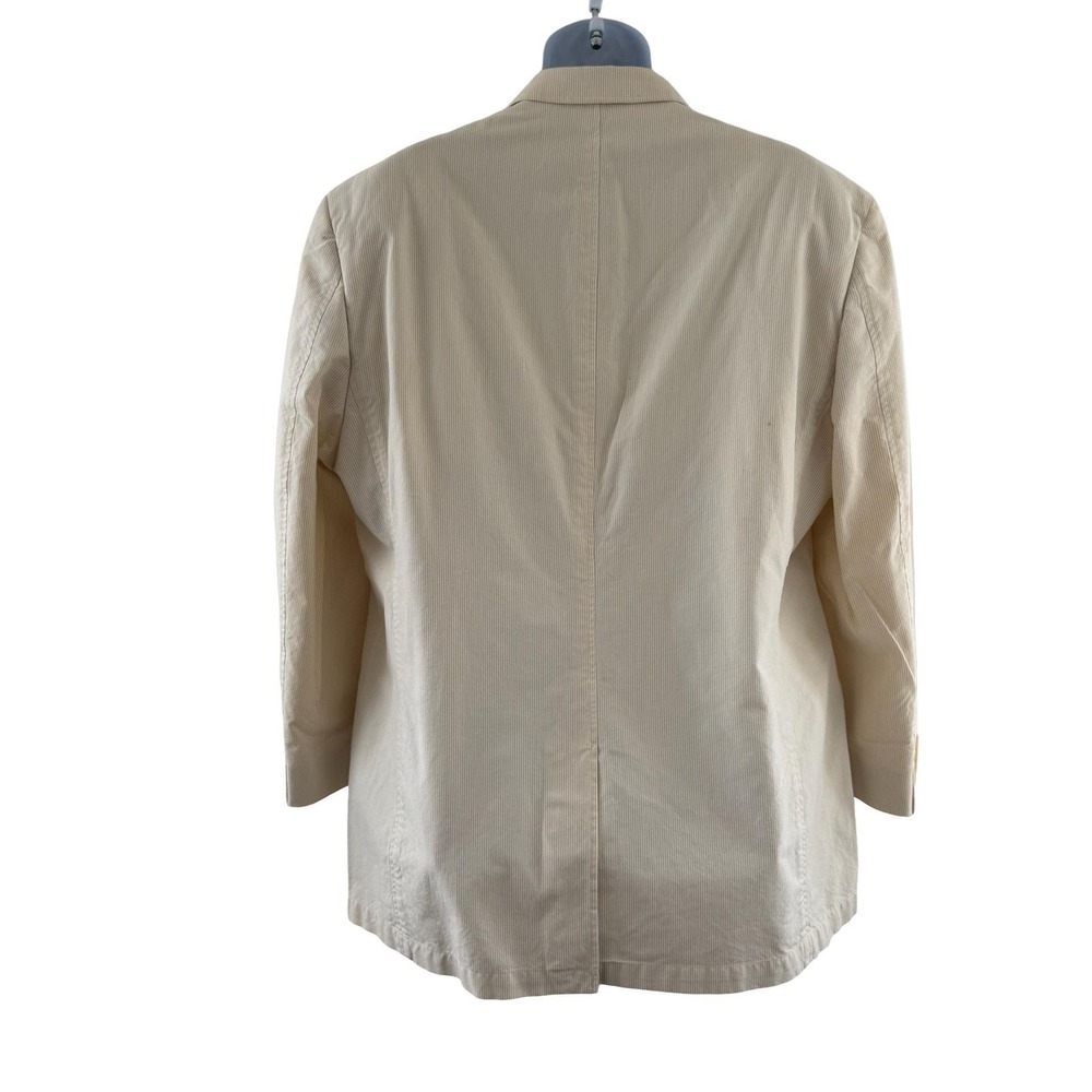 Calvin Klein Cream Pinstripe Cotton Blazer Sport Coat Jacket Men's 46R Coastal - Picture 3 of 16